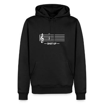 Halte den Mund, halt den Rand, Halt die Klappe - Männer Premium Bio Hoodie - Schwarz - Vorne - Nico (187cm)