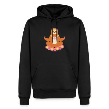 Funny Hippie Sloth Yoga - Sweat à capuche Premium bio Homme - noir - Devant - Nico (187cm)