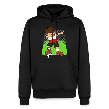 Polen-Fußball-Ball, der Kinderpolen-Fußball abtupft - Männer Premium Bio Hoodie - Schwarz - Vorne - Nico (187cm)