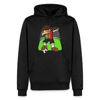 Portugal-Fußball-Ball, der Kind-Portugiese abtupft - Männer Premium Bio Hoodie - Schwarz - Vorne - Nico (187cm)