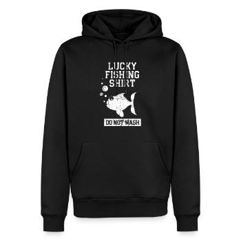 Lucky Fishing Shirt Angler - Männer Premium Bio Hoodie - Schwarz - Vorne - Nico (187cm)