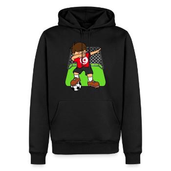 Tunesien-Fußball, der Kind-tunesischen Fußball abtupft - Männer Premium Bio Hoodie - Schwarz - Vorne - Nico (187cm)