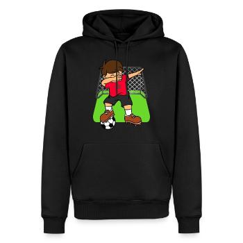Marokkanischer Fußball, der Kindermarokkanischen Fußball abtupft - Männer Premium Bio Hoodie - Schwarz - Vorne - Nico (187cm)