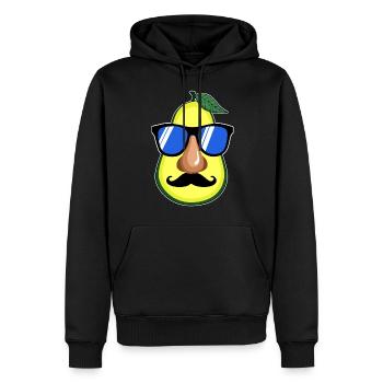 Avocado visage lunettes moustache Kawaii cadeau - Sweat à capuche Premium bio Homme - noir - Devant - Nico (187cm)