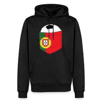 Football Portugal dans la poche poitrine - Sweat à capuche Premium bio Homme - noir - Devant - Nico (187cm)
