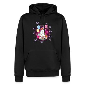 10ème anniversaire chemise fille licorne - Sweat à capuche Premium bio Homme - noir - Devant - Nico (187cm)