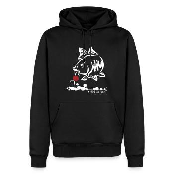 POP UP BOILIE - KARPFEN ANGELN - CARP FISHING - Männer Premium Bio Hoodie - Schwarz - Vorne - Nico (187cm)