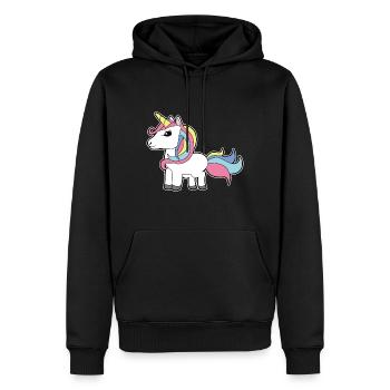 Unicorn coloré cheveux arc-en-ciel bébé cadeau idée - Sweat à capuche Premium bio Homme - noir - Devant - Nico (187cm)