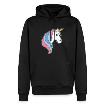 einhorn kopf mähne bunte lange haare - Männer Premium Bio Hoodie - Schwarz - Vorne - Nico (187cm)