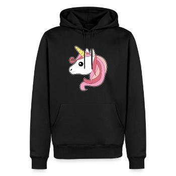 Einhorn rosa lange Haare Geschenk Idee - Männer Premium Bio Hoodie - Schwarz - Vorne - Nico (187cm)