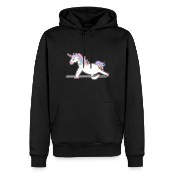 Einhorn Balance balancieren Geschenk Idee Kinder - Männer Premium Bio Hoodie - Schwarz - Vorne - Nico (187cm)
