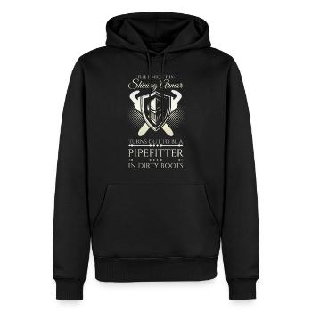 Pipefitter Knight - Männer Premium Bio Hoodie - Schwarz - Vorne - Nico (187cm)