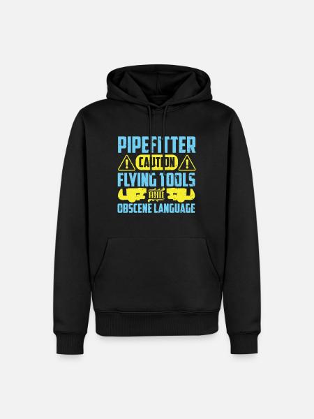 Pipefitter's Caution - Men’s Premium Organic Hoodie - black