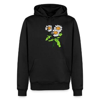 Marguerites fleur plante fleurir idée de cadeau - Sweat à capuche Premium bio Homme - noir - Devant - Nico (187cm)