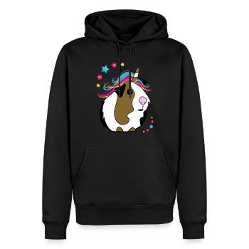 Cochon d'Inde Licorne - Sweat à capuche Premium bio Homme - noir - Devant - Nico (187cm)