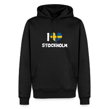 Stockholm - Sweat à capuche Premium bio Homme - noir - Devant - Nico (187cm)