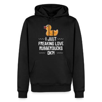 J'ai juste freaking Love Rubberducks cadeau - Sweat à capuche Premium bio Homme - noir - Devant - Nico (187cm)