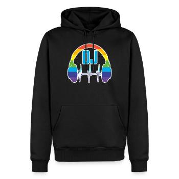 DJ rainbow heartbeat - Männer Premium Bio Hoodie - Schwarz - Vorne - Nico (187cm)
