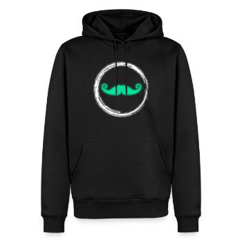 Glow Moustache au néon Party Glowing Effect Retro - Sweat à capuche Premium bio Homme - noir - Devant - Nico (187cm)