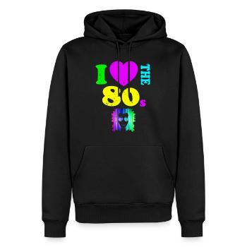Ich liebe die 80er Jahre T-Shirt Neon Punk Rocker Glowing - Männer Premium Bio Hoodie - Schwarz - Vorne - Nico (187cm)