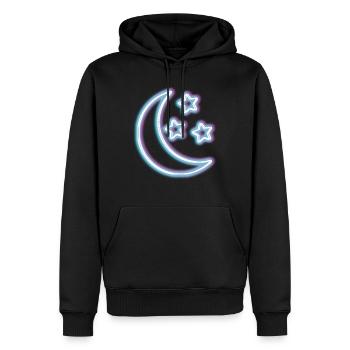 Neon-Glühen-Mond-T-Shirt Halbmond-glühender Effekt - Männer Premium Bio Hoodie - Schwarz - Vorne - Nico (187cm)