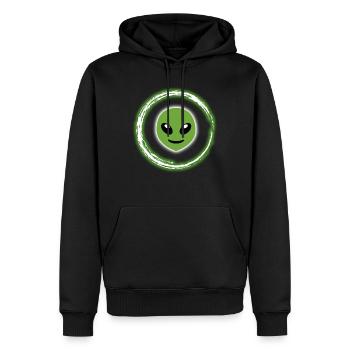 T-shirt néon Glow Alien Effet lumineux demi-lune - Sweat à capuche Premium bio Homme - noir - Devant - Nico (187cm)