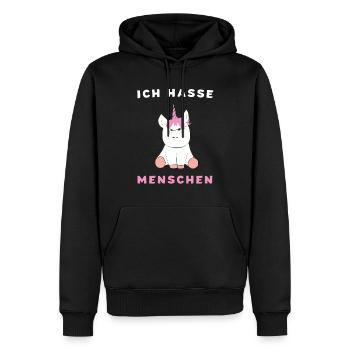 Ich Hasse Menschen Einhorn Geschenk - Männer Premium Bio Hoodie - Schwarz - Vorne - Nico (187cm)