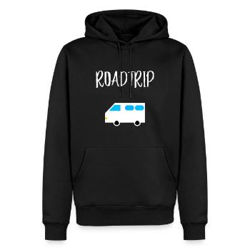 ROAD TRIP - Sweat à capuche Premium bio Homme - noir - Devant - Nico (187cm)