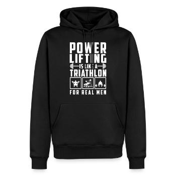 Power Lifting est comme un cadeau de chemise Triathlon - Sweat à capuche Premium bio Homme - noir - Devant - Nico (187cm)