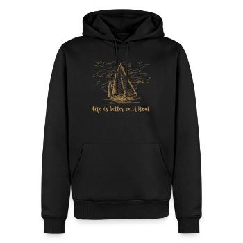 Bateau à voile voile mer lac vie cadeau - Sweat à capuche Premium bio Homme - noir - Devant - Nico (187cm)