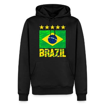 BRAZIL National Soccer Team - Men’s Premium Organic Hoodie - black - Front - Nico (187cm)