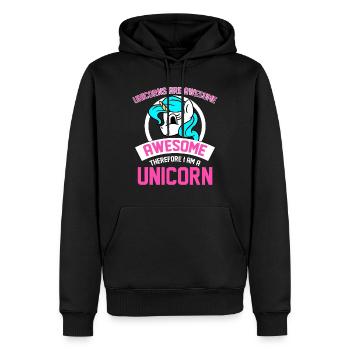 Les licornes sont géniales Je suis génial Je suis licorne - Sweat à capuche Premium bio Homme - noir - Devant - Nico (187cm)