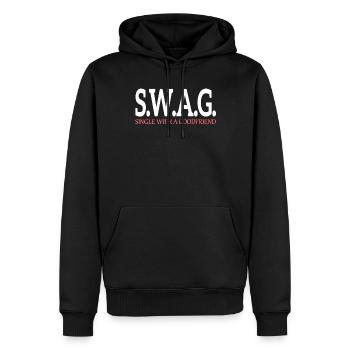 Swag - Single mit guten Freunden - Männer Premium Bio Hoodie - Schwarz - Vorne - Nico (187cm)