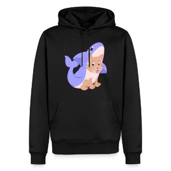 Cute cat in shark costume shirt gift cats - Men’s Premium Organic Hoodie - black - Front - Nico (187cm)