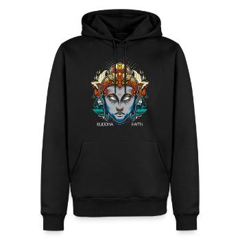 Bouddha Bouddhiste Bouddhisme cadeau - Sweat à capuche Premium bio Homme - noir - Devant - Nico (187cm)