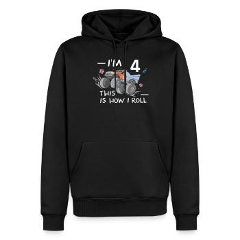Cooles Monstertruck 4. Geburtstag Kinder Geschenk - Männer Premium Bio Hoodie - Schwarz - Vorne - Nico (187cm)