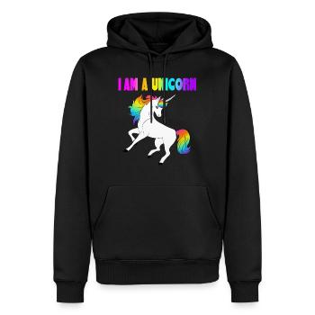 Je suis une licorne - je suis une licorne - Sweat à capuche Premium bio Homme - noir - Devant - Nico (187cm)
