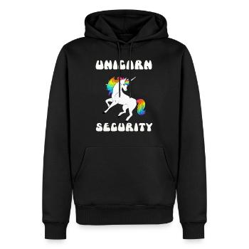 Sécurité de la Licorne - Sweat à capuche Premium bio Homme - noir - Devant - Nico (187cm)