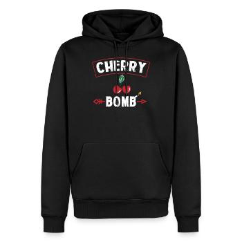 Cherry Bomb Kirsche Bombe Kirschrot Kirschblüte - Männer Premium Bio Hoodie - Schwarz - Vorne - Nico (187cm)