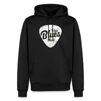 Blues guitare guitariste instrument de musique - Sweat à capuche Premium bio Homme - noir - Devant - Nico (187cm)