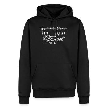 Clarinette, partition, instrument, musique, musicien, musicien - Sweat à capuche Premium bio Homme - noir - Devant - Nico (187cm)