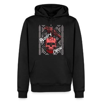 Bloody Crow Skull Totenkopf Totenschädel Schädel - Männer Premium Bio Hoodie - Schwarz - Vorne - Nico (187cm)