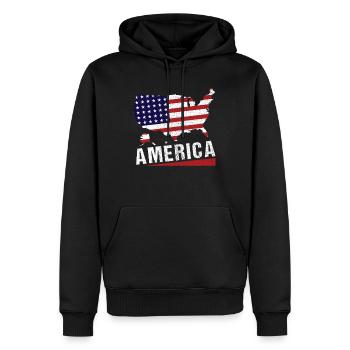 4th of July America Map Stars And Stripes - Männer Premium Bio Hoodie - Schwarz - Vorne - Nico (187cm)
