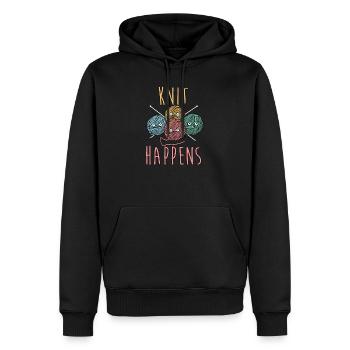 Knit Happens - tricot cadeau drôle - Sweat à capuche Premium bio Homme - noir - Devant - Nico (187cm)
