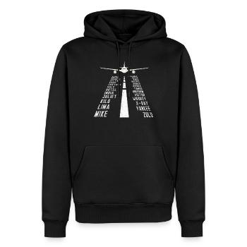 Alphabet militaire cool - cadeau de pilote d'avion - Sweat à capuche Premium bio Homme - noir - Devant - Nico (187cm)