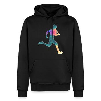 Staffellauf - Männer Premium Bio Hoodie - Schwarz - Vorne - Nico (187cm)