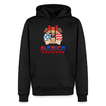 USA Dog Bulldog Merica America USA Gift - Men’s Premium Organic Hoodie - black - Front - Nico (187cm)