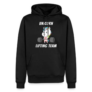 Einhorn Trainings Team Frauen Workout Gym Fitness - Männer Premium Bio Hoodie - Schwarz - Vorne - Nico (187cm)