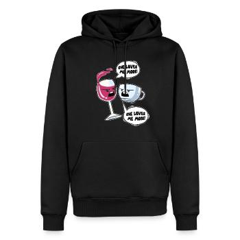 Wein Kaffee Liebhaber Liebe Kampf Weinglas Tasse - Männer Premium Bio Hoodie - Schwarz - Vorne - Nico (187cm)
