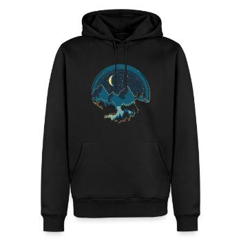 promenade nocturne - Sweat à capuche Premium bio Homme - noir - Devant - Nico (187cm)